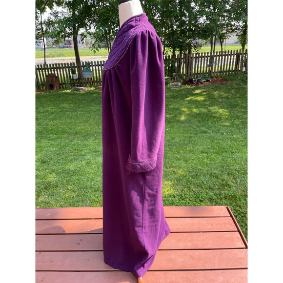 Vintage Vanity Fair Purple Quilted Collar Zip-Front Robe Loungewear Size L 100% - Picture 7 of 9